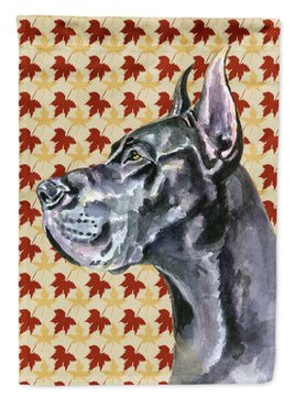 Black Great Dane Fall Leaves Flag Garden Size