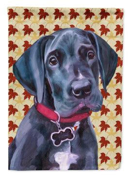 Black Great Dane Puppy Fall Leaves Flag Garden Size LH9558GF