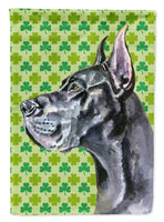 Black Great Dane St. Patrick's Day Shamrock Flag Canvas House Size LH9571CHF