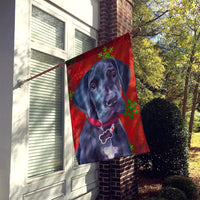 Black Great Dane Puppy Red Snowflakes Holiday Christmas Flag Canvas House Size LH9579CHF