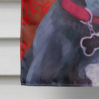 Black Great Dane Puppy Red Snowflakes Holiday Christmas Flag Canvas House Size LH9579CHF