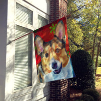 Corgi Red Snowflakes Holiday Christmas Flag Canvas House Size LH9581CHF