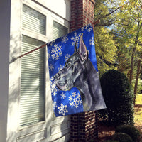 Black Great Dane Winter Snowflakes Holiday Flag Canvas House Size LH9585CHF