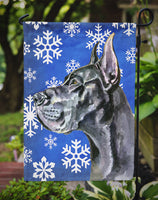 Black Great Dane Winter Snowflakes Holiday Flag Garden Size LH9585GF