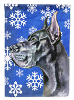 Black Great Dane Winter Snowflakes Holiday Flag Garden Size LH9585GF