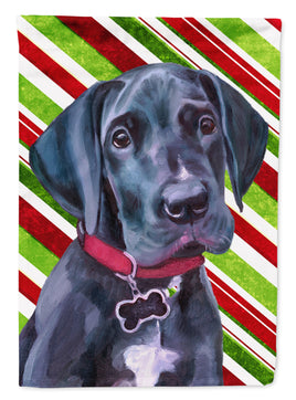 Black Great Dane Puppy Candy Cane Holiday Christmas Flag Canvas House Size LH9593CHF