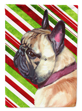 French Bulldog Frenchie Candy Cane Holiday Christmas Flag Canvas House Size LH9594CHF