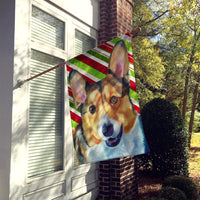 Corgi Candy Cane Holiday Christmas Flag Canvas House Size LH9595CHF