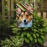 Corgi Candy Cane Holiday Christmas Flag Garden Size