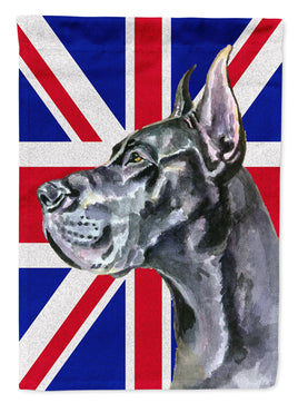 Black Great Dane with English Union Jack British Flag Flag Canvas House Size LH9599CHF