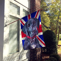 Black Great Dane Puppy with English Union Jack British Flag Flag Canvas House Size LH9600CHF