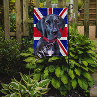 Black Great Dane Puppy with English Union Jack British Flag Flag Garden Size LH9600GF