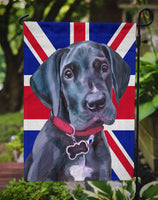 Black Great Dane Puppy with English Union Jack British Flag Flag Garden Size LH9600GF