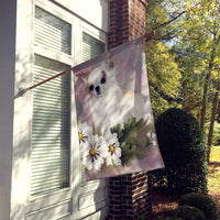 Chihuahua White Flowers Flag Canvas House Size MH1019CHF