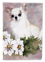 Chihuahua White Flowers Flag Canvas House Size MH1019CHF