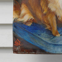 Chihuahua Long Hair Brown Flag Canvas House Size MH1036CHF