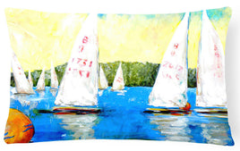 Sailboats Round the Mark   Canvas Fabric Decorative Pillow