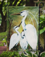 Blessing at Feeding Time Egret Family Flag Garden Size MW1186GF