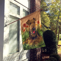 Airedale Terrier Poppies Flag Canvas House Size PPP3003CHF