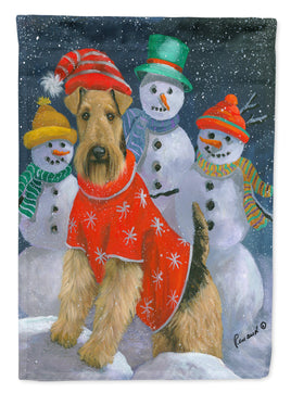 Airedale Snowpeople Christmas Flag Canvas House Size PPP3005CHF