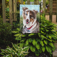 Australian Shepherd Scarlet Flag Garden Size PPP3009GF