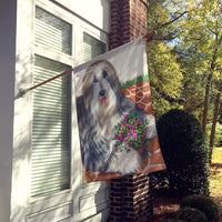 Bearded Collie Pot of Roses Flag Canvas House Size PPP3141CHF