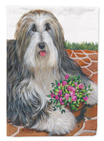 Bearded Collie Pot of Roses Flag Canvas House Size PPP3141CHF