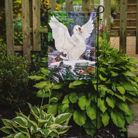 Swan Bathing at Waterfall Flag Garden Size PRS4001GF