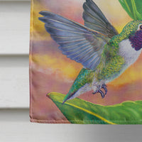 Black Chinned Hummingbirds Golden Heliconia Flag Canvas House Size PRS4021CHF