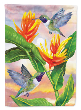 Black Chinned Hummingbirds Golden Heliconia Flag Canvas House Size PRS4021CHF