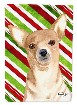 Candy Stripe Chihuahua Christmas Flag Canvas House Size RDR3010CHF