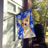 White Snowflake Chihuahua Christmas Flag Canvas House Size RDR3011CHF