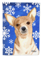 White Snowflake Chihuahua Christmas Flag Canvas House Size RDR3011CHF