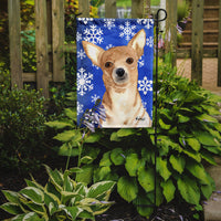 White Snowflake Chihuahua Christmas Flag Garden Size RDR3011GF