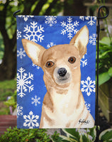 White Snowflake Chihuahua Christmas Flag Garden Size RDR3011GF