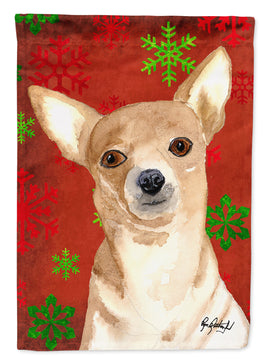 Red Snowflake Chihuahua Christmas Flag Canvas House Size RDR3012CHF