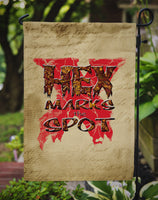 Hex marks the spot Halloween Flag Garden Size