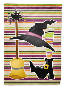 Witch Costume and Broom on Stripes Halloween Flag Canvas House Size