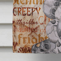 Creepy, Haunted and Frightful with skulls Halloween Flag Canvas House Size