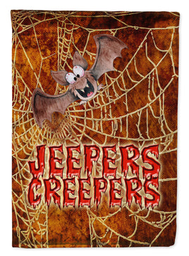 Jeepers Creepers with Bat and Spider web Halloween Flag Garden Size