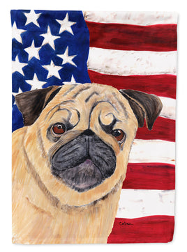 USA American Flag with Pug Flag Canvas House Size