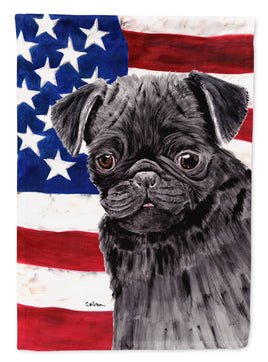 USA American Flag with Pug Flag Canvas House Size