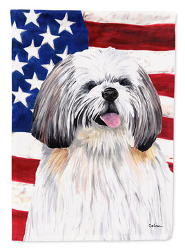 USA American Flag with Shih Tzu Flag Canvas House Size