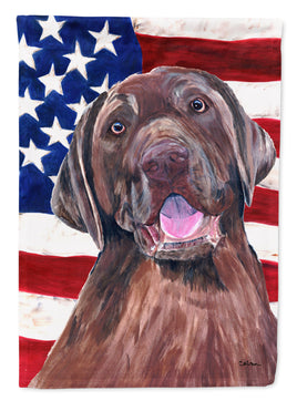 USA American Flag with Labrador Flag Canvas House Size