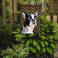 Boston Terrier Candy Corn Halloween Portrait Flag Garden Size