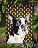 Boston Terrier Candy Corn Halloween Portrait Flag Garden Size