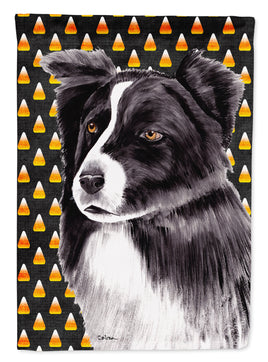 Border Collie Candy Corn Halloween Portrait Flag Canvas House Size