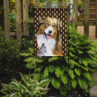 Australian Shepherd Candy Corn Halloween Portrait Flag Garden Size