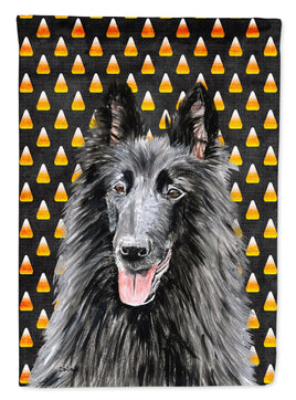 Belgian Sheepdog Candy Corn Halloween Portrait Flag Canvas House Size