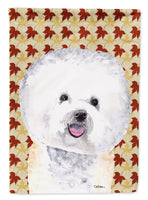 Bichon Frise Fall Leaves Portrait Flag Canvas House Size